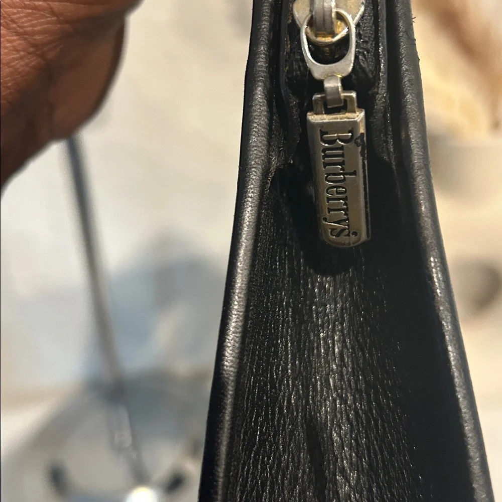 Burberry Black Textured Leather Bag Authentic